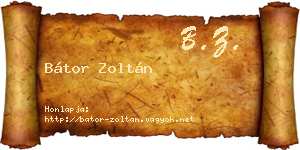 Bátor Zoltán névjegykártya